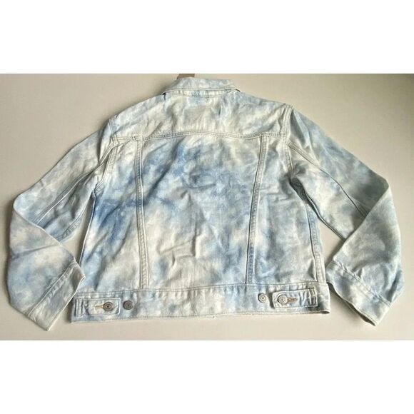 Levi's Ex-Boyfriend Denim Trucker Jacket Blue Tie Dye Light Wash Women’s Size S - Picture 8 of 14